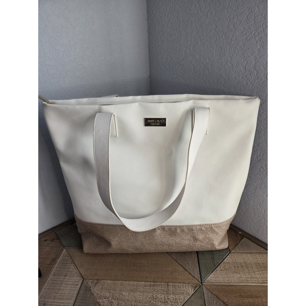 Jimmy Choo Parfums White‎ Gold Glitter Large Tote Bag